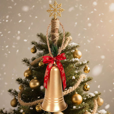 Gold Christmas Bells Wall Tree Hanging Ornament Door Metal Jingle Bells for Christmas Holiday Decoration