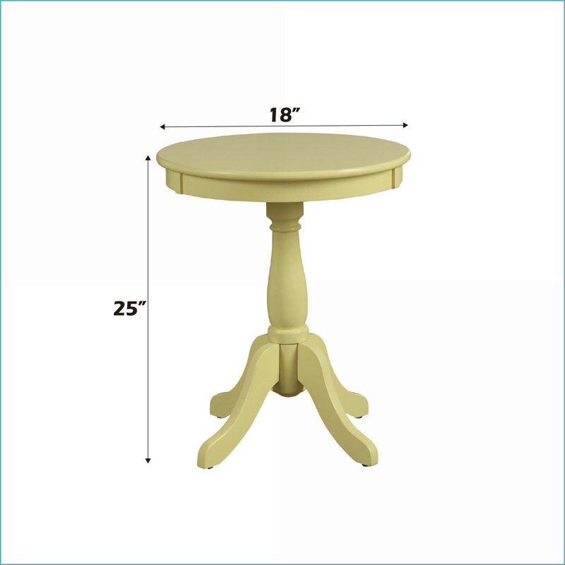 Table basse transitionnelle jaune clair avec piédestal rond 4 pieds solides - parfaits pour les lampes et amp; Lit