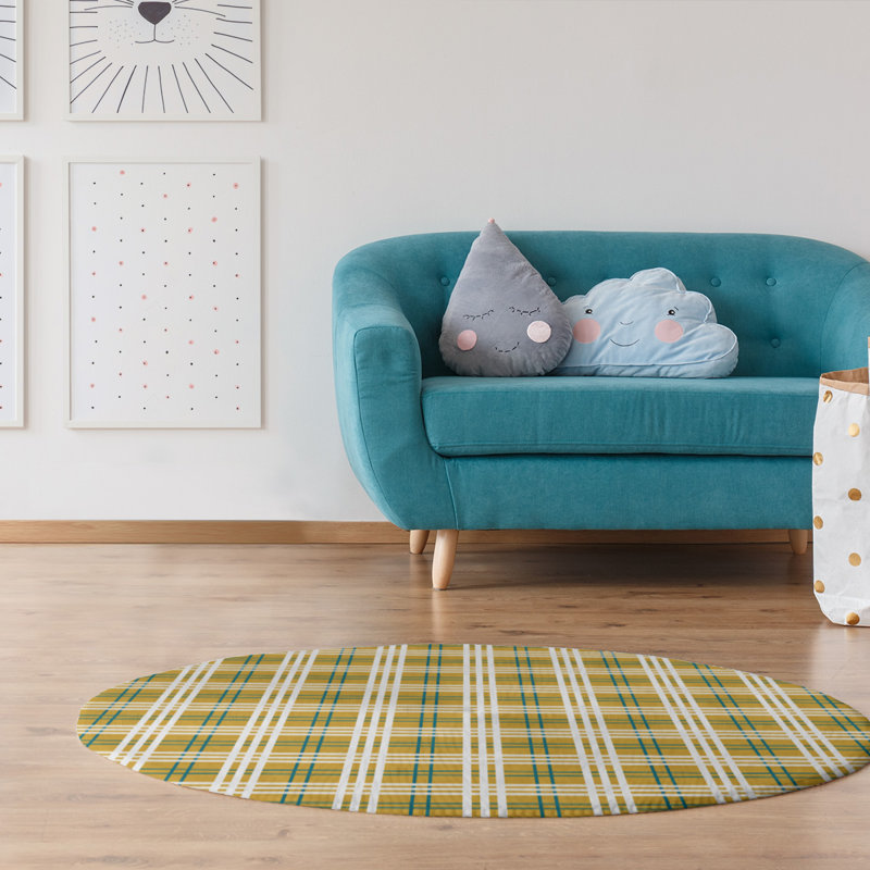 Plaid Indoor Rug, Round 5'