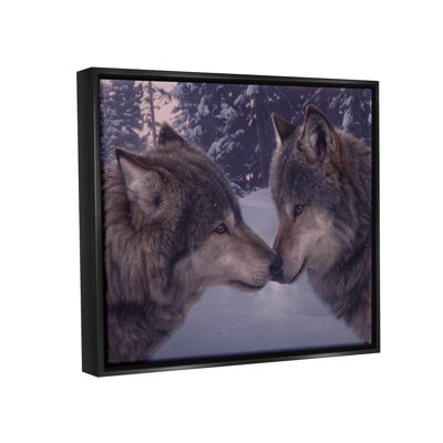 «Millwood Pines Wolves Touching Nose Nature», art mural sur toile flottante par Daniel Smith