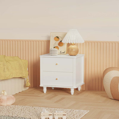 Table de chevet moderne à 2 tiroirs, table de chevet en bois avec boutons ronds, idéale pour l'organisation de la chambre à coucher et du salon