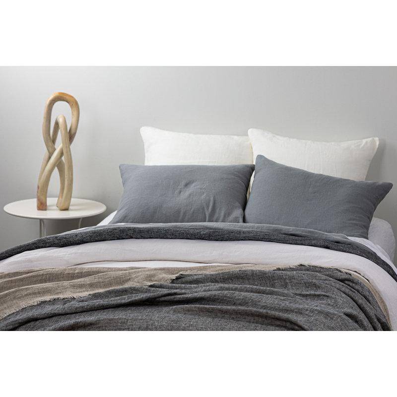 Darama Ash Grey Linen Sham, Standard, Camel