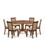 L'ensemble de table de cuisine 5 pièces comprend une table de salle à manger en bois à piédestal et 4 chaises de salle à manger en lin brun clair avec dossier rembourré - noyer antique-541086130-566216283