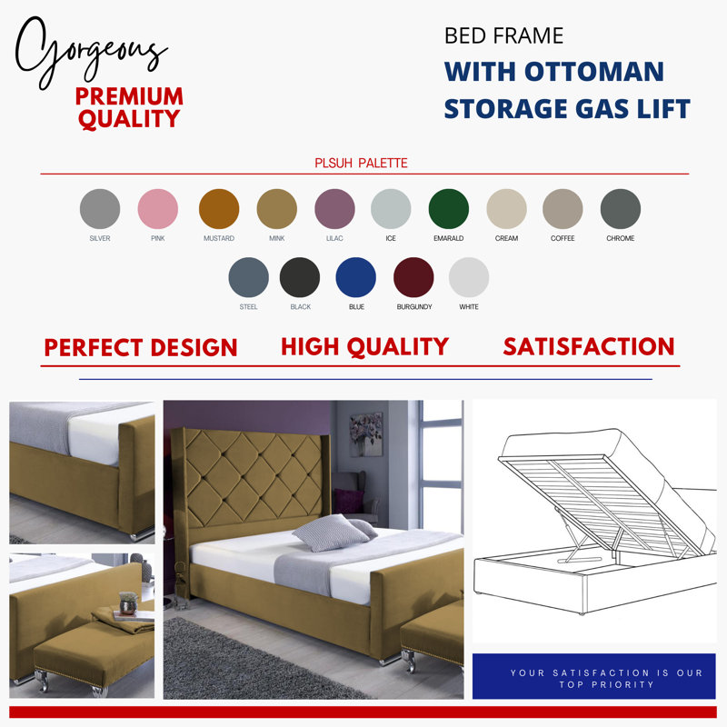 Upholstered Ottoman Storage Bed, Mink, Single (3')