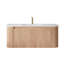 Meuble-lavabo mural 36 po avec comptoir en marbre artificiel Cararra, lavabo en céramique, conception courbée avec rayures, pré-assemblé