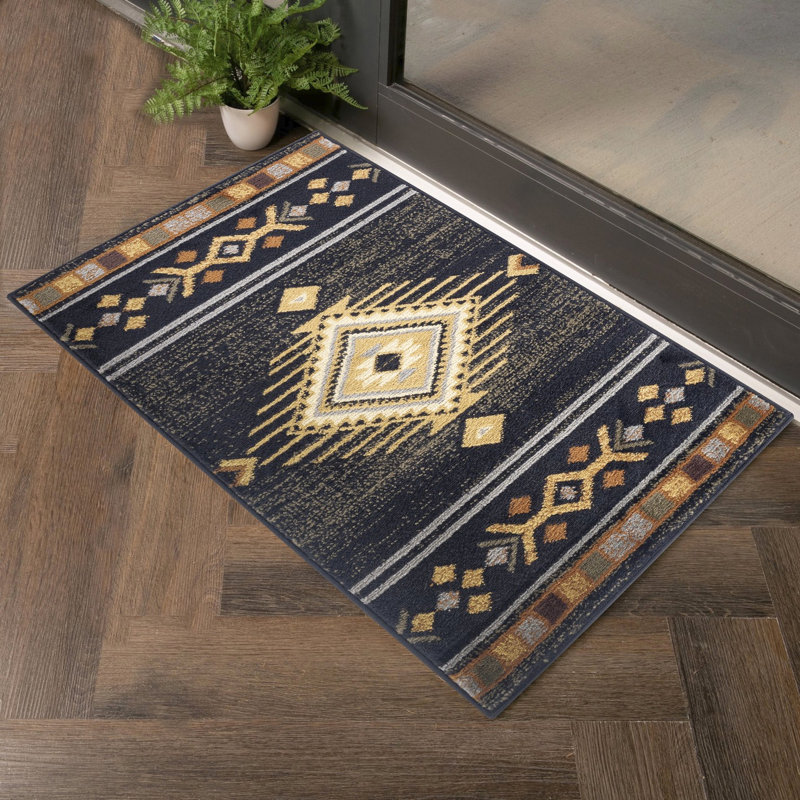 Tapis 100% artisanal Tribe Gcyls4001, noir, 2,58 pi x 7,25 pi, en polypropylène, teinté, pour tapis d'étagère à linge