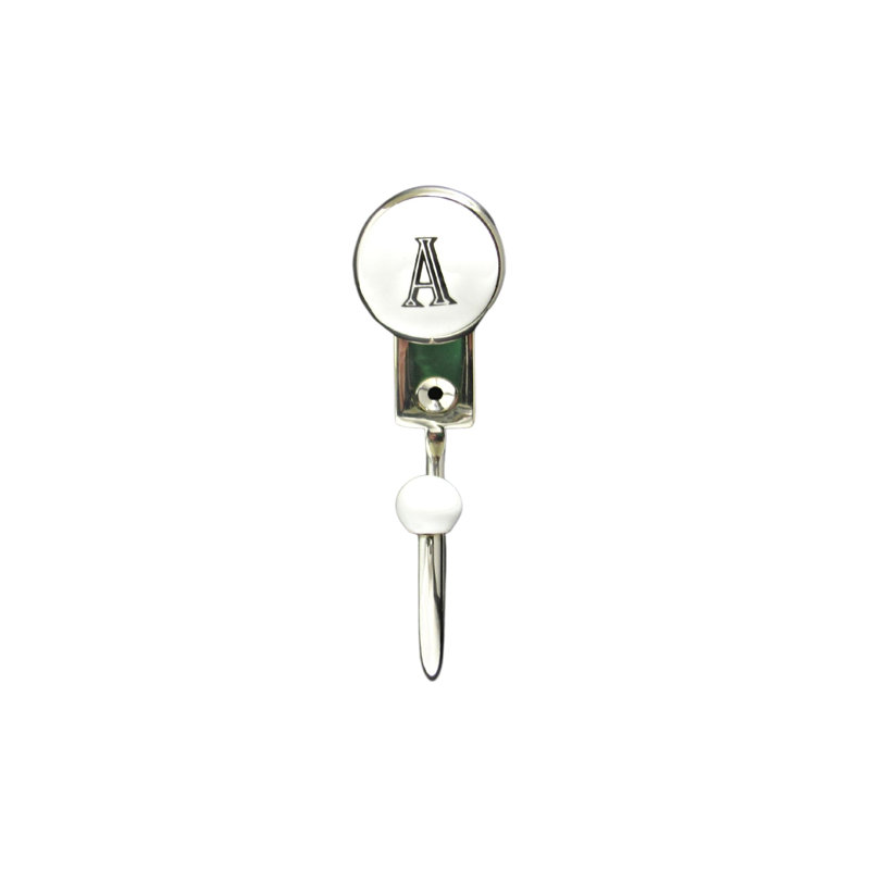 Crochet mural alphabet lettre A nickel brillant