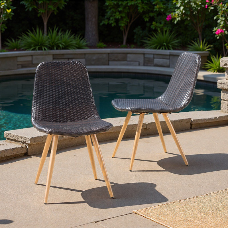 Chaise avec pieds thermolaqués, ensemble de 2, Noir/naturel
