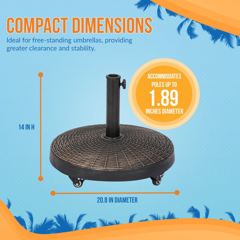 Frizzleburg 50 Lb. Resin Free Standing Umbrella Base with Wheels