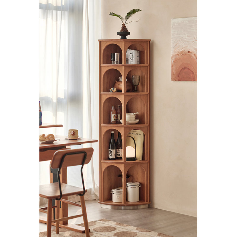 Armoire de coin en bois de cerisier de style rétro