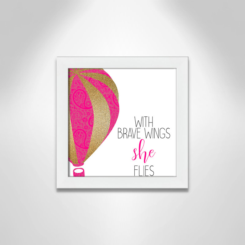 avec des ailes courageuses, impression sur papier, H 12 po x l 12 po x P 0,63 po, Cadre blanc