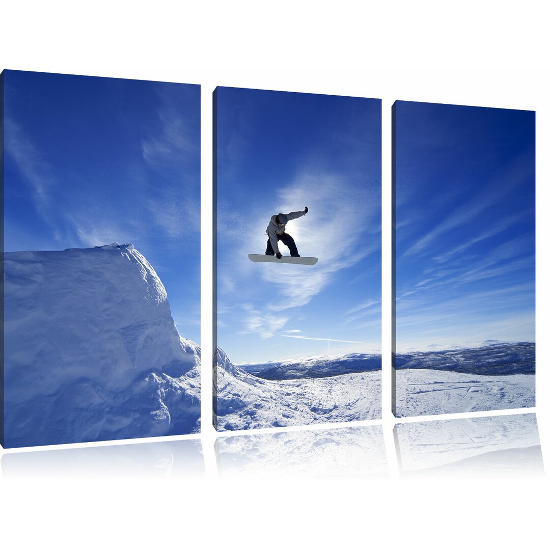 3-tlg. Leinwandbilder-Set „Snowboard Stunt", Fotodruck