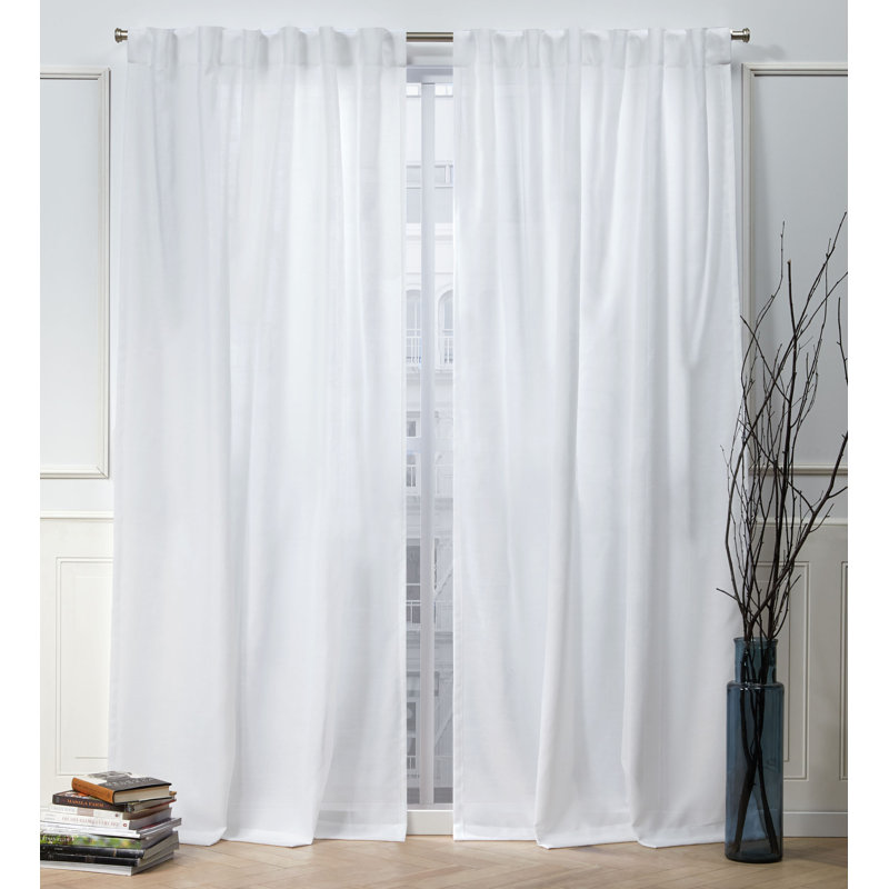 Linen Light Filtering Faux Linen Slub Curtain Panel Pair