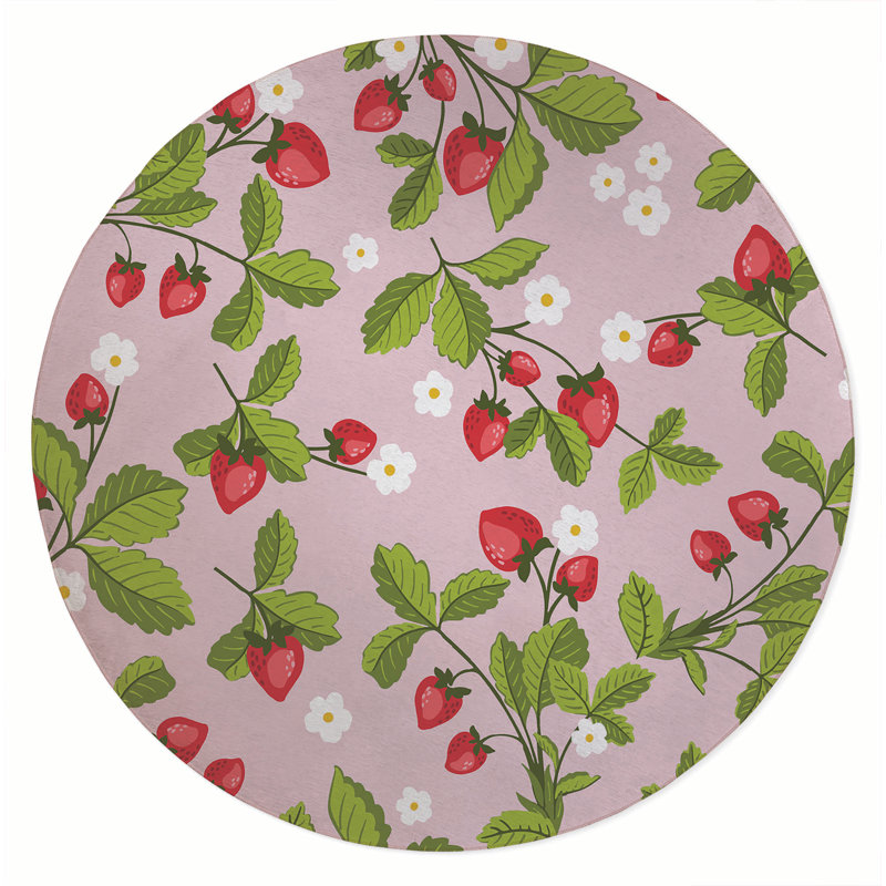 Tapis d'extérieur Strawberries, Rond 5 pi