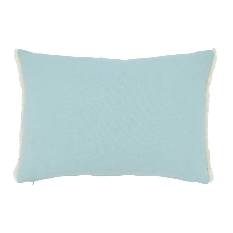 Seashell Serenity Blue Cotton Rectangular Throw Pillow
