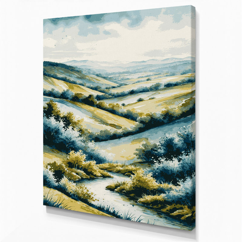 «Watercolor Landscape 57», art mural sur toile grise, H 24 po x l 36 po