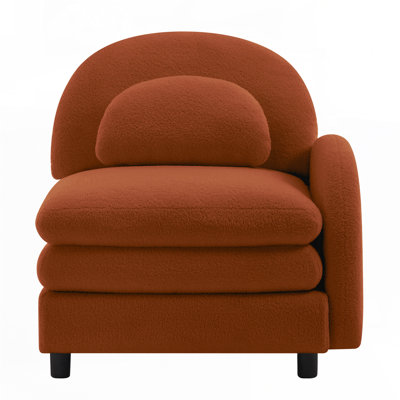 Curved Modular Sofa with Teddy Fleece Fabric and Pillows