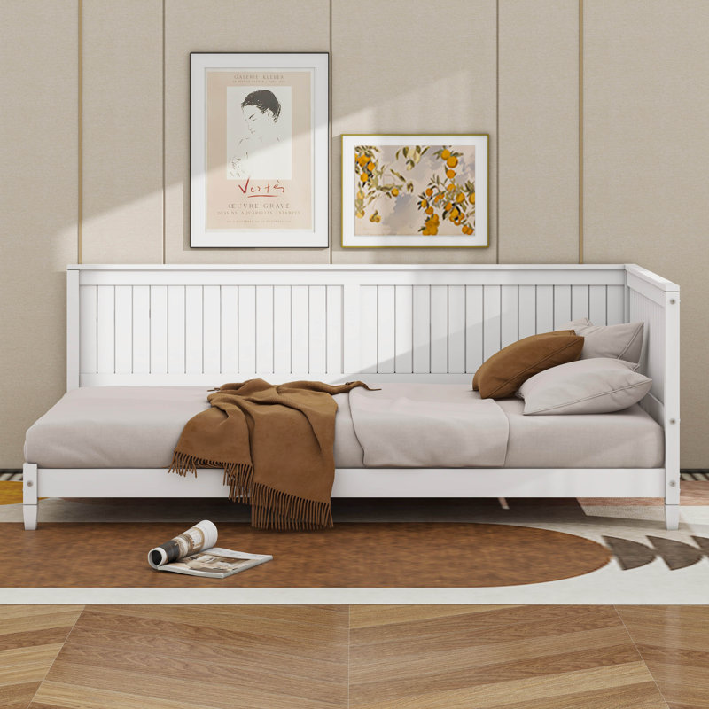 Wood Daybed/Sofa Bed With Armrest, Twin, White