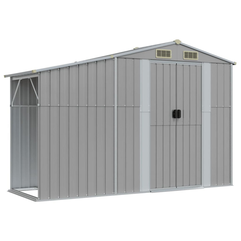 Breban Garden Shed 277 x 365.5 x 179 cm Galvanised Steel, Grey