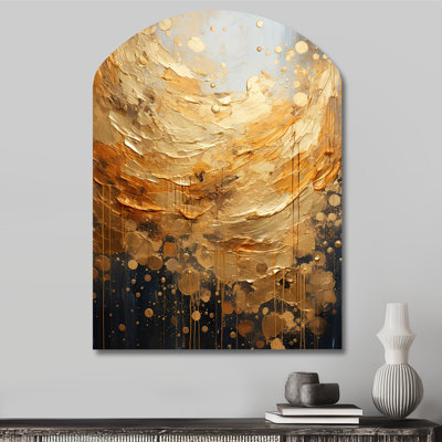 «Chlores Gold Grey Golden Gleam II», art mural abstrait asymétrique en métal, reproduction de sculpture murale en forme unique