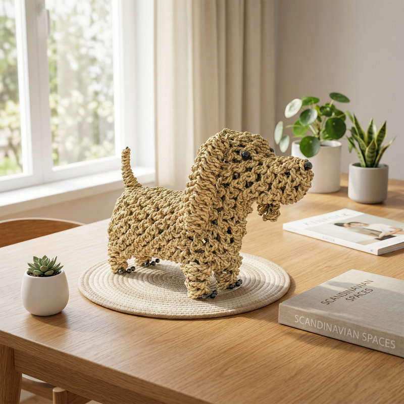 17 "figurine de sculpture de chien tissé à la main à la main
