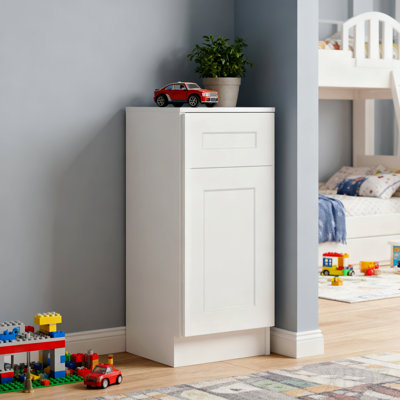 Armoire de base 12 po Shaker avec porte à fermeture en douceur, tiroir, unité en bois massif compacte avec tablette réglable pour la cuisine, la salle de bain, la buanderie et le garage (l 12 po x P 24 po x H 34,5 po)
