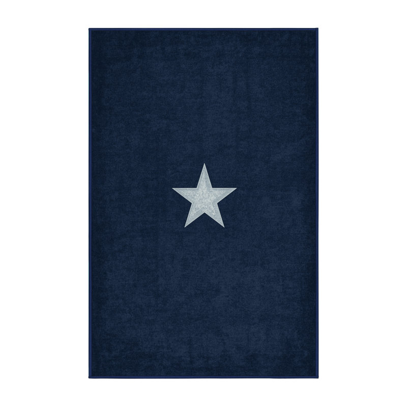 Tapis gris moderne et contemporain lavable à la machine Collingswood du 4 juillet - reliure marine, 8x10