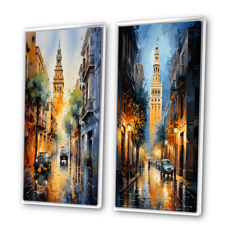 «Espagne Sevilles Iconic Giralda», 2 pièces, Cadre blanc, H 20 po x l 24 po