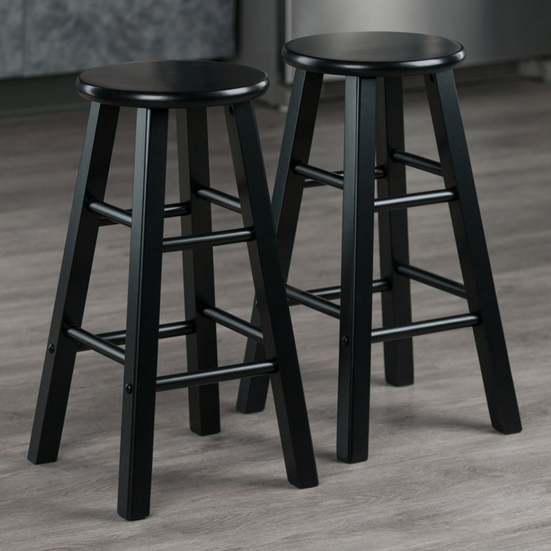 Tabouret de bar Azaya, Noir, Petit tabouret (assise à 23,86 po de hauteur), 2