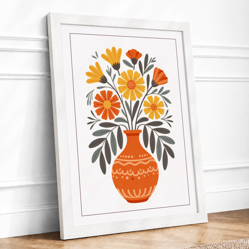 Floral Symmetry Botanical - Framed Print, A1 - 84.1 x 59.4 cm, White