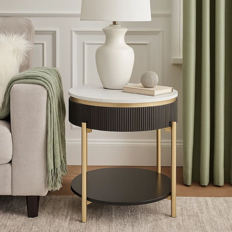 Maxym End Table, Black/Gold