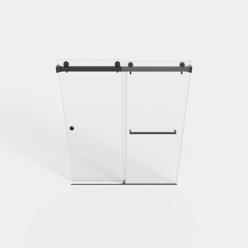 55" - 59" W X 72" H Double Sliding Frameless Shower Door With Clear Tempered  Glass, Matte Black
