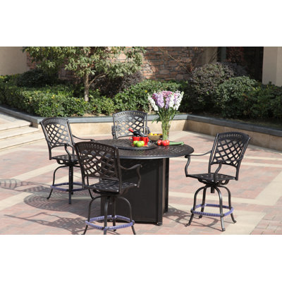 Lenahan Metal Outdoor Stool with Cushion