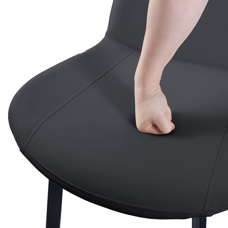 Chaise en polyuréthane avec pieds en métal, Noir, 2