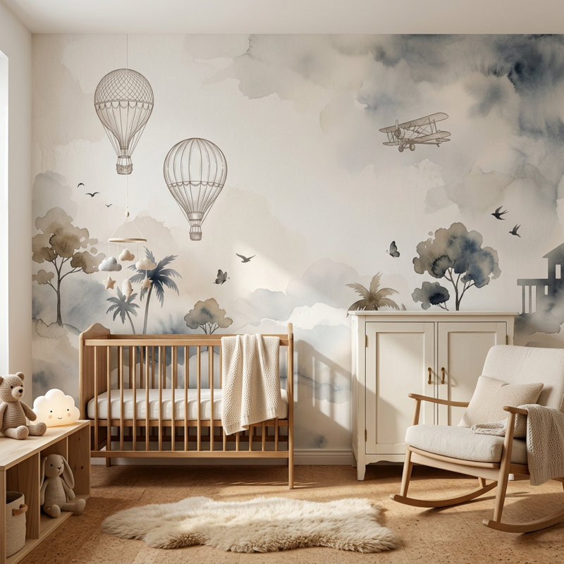 Décoration murale amovible Cloudscape, 160 po x 108 po, Peler et coller