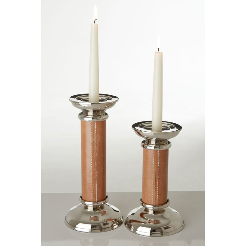 Millington Floor Candlestick, Tan, 26cm H x 12cm W x 12cm D
