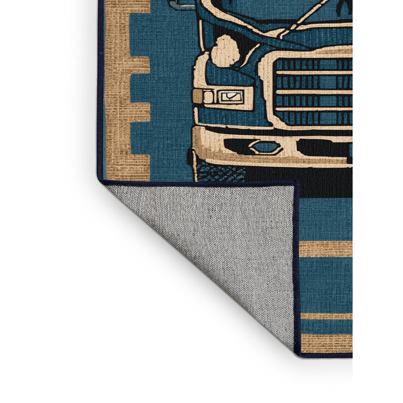 Machine Washable Transportation Gray Area Rug, Square 5'