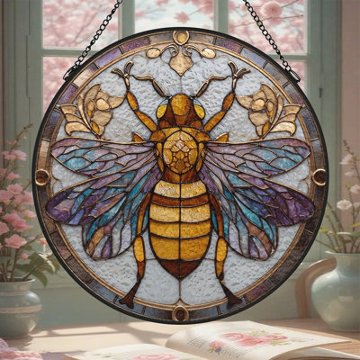 Panneaux de vitrail en abeille, attrape-soleil pour la décoration de fenêtre