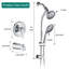 Pomme de douche combinée à barre coulissante en acier inoxydable sans perçage à 7 réglages, système de spa à double pomme de douche avec bec verseur (soupape brute incluse)-122404573