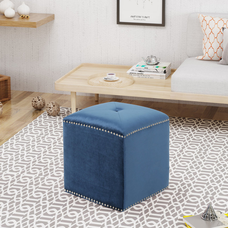 Modern Square Ottoman, Blue