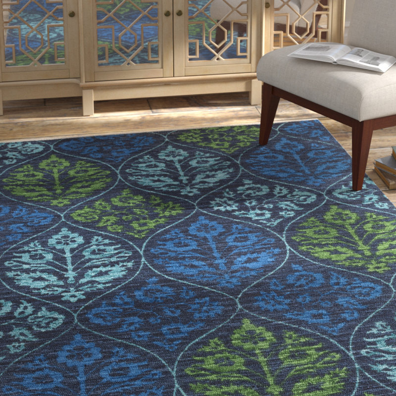 Adit Cotton Floral Indoor Rug, Rectangle 8' x 11'