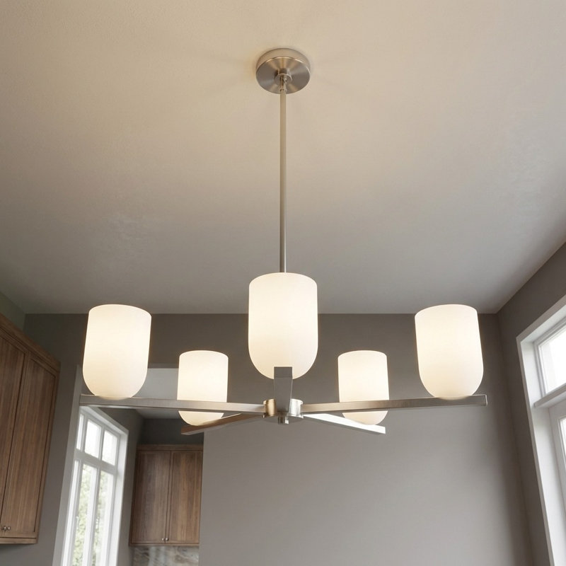 Lustre à cinq lumières, Oui, Nickel brossé