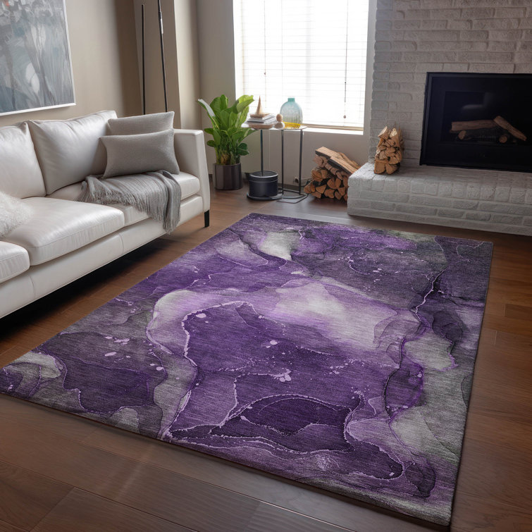 Premium Machine Washable Cerrito AMF522 Purple Rug