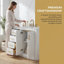 Meuble-lavabo autoportant avec poignées en métal pour salle de bain 30 po avec lavabo en céramique - structure en bois massif, 3 tiroirs à fermeture en douceur et 2 portes à fermeture en douceur-763818481