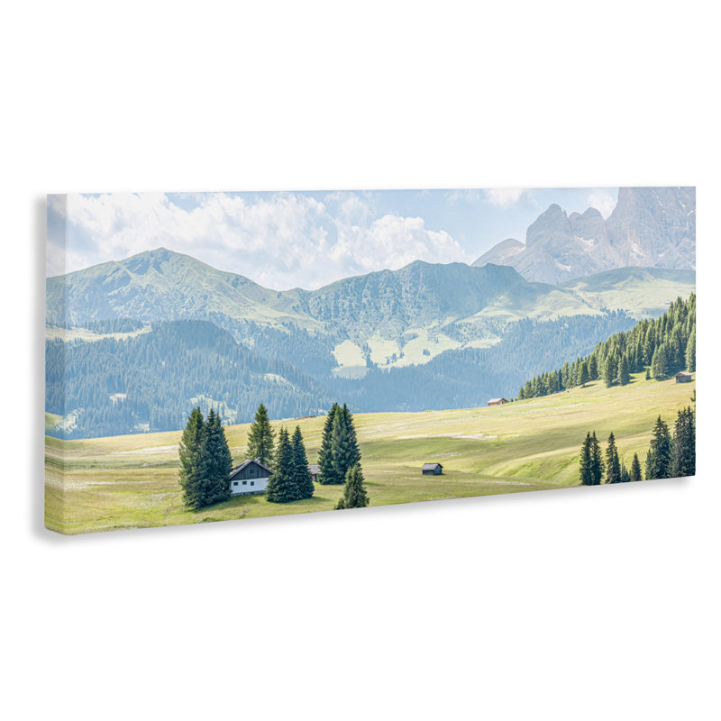 Art mural sur toile, "Solitaire Cabin in Valley", conception par ERIN MARIE, H 20 po x l 48 po