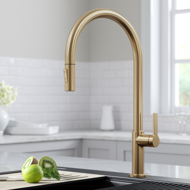 Robinet de cuisine à poignée simple Oletto, Bronze champagne antique
