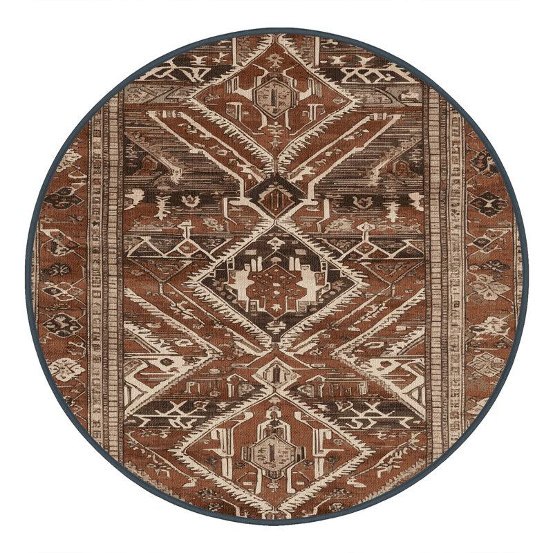 Tapis brun lavable à la machine, Rond 3 pi