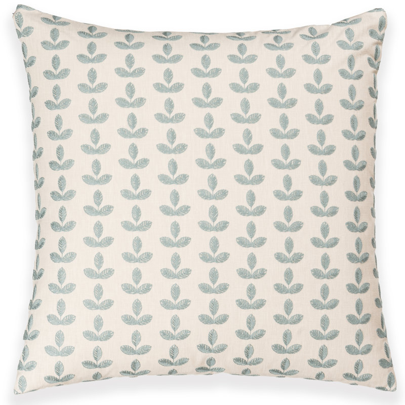 Coussin Birch Lane Trillium, Floral bleu ciel, Plumes, Carré 18 po