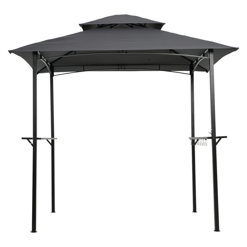 Auvent de remplacement pour pavillon de jardin 8 x 5 pi, toit de tente de barbecue à deux niveaux, Gris