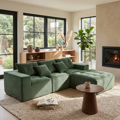 101″L-shaped Boneless Chenille Upholstered Sofa No Assembly